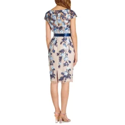 Cheap 🤩 Adrianna Papell 👩 Women's Beaded Flutter-Sleeve Sheath 👗 Dress Marble 🧨