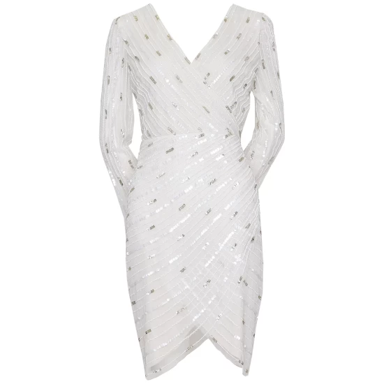 Wholesale 💯 Adrianna Papell 👩 Women's Off-The-Shoulder Beaded Sheath 👗 Dress Ivory/silver 👏 - Image 6