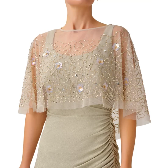 Deals ๐ Adrianna Papell ๐ฉ Women's Petal Beaded Cape Biscotti ๐ - Image 2