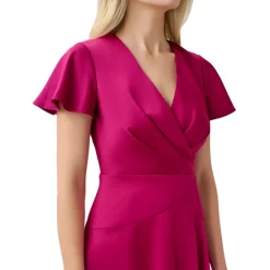 New 😉 Adrianna Papell 👩 Women's Embellished 3/4-Sleeve V-Neck Gown Silver Nude ✨