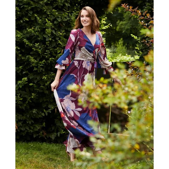 New 🔥 Adrianna Papell 👩 Women's Beaded 3/4-Sleeve Gown Vintage Blue 🌟 - Image 2