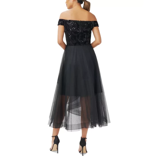 Discount ๐ Adrianna Papell ๐ฉ Women's Sequined Lace Boat-Neck Gown Marble ๐คฉ