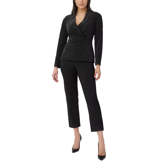 Brand new 🛒 Adrianna Papell 👩 Women's Mikado High-Low Tuxedo Gown Black ⌛