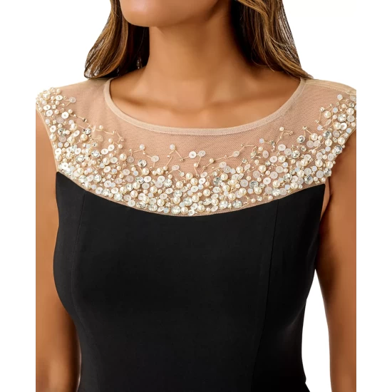 Brand new 🌟 Adrianna Papell 👩 Women's Keyhole Metallic Jacquard 👗 Dress Black Multi 🎉 - Image 3