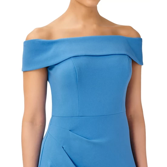 Top 10 🌟 Adrianna Papell 👩 Women's Jacquard High-Low Halter 👗 Dress Royal Dusty Blue ✨ - Image 2