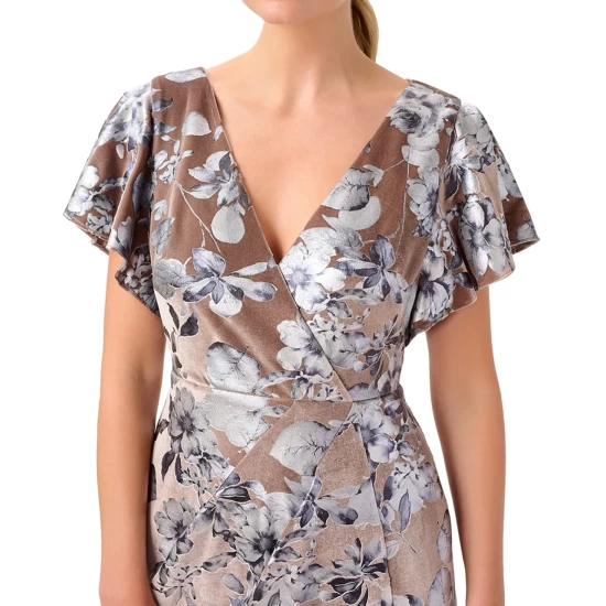 Best reviews of ❤️ Adrianna Papell Petite Burnout Velvet Side-Slit Gown Taupe 🎉 - Image 4