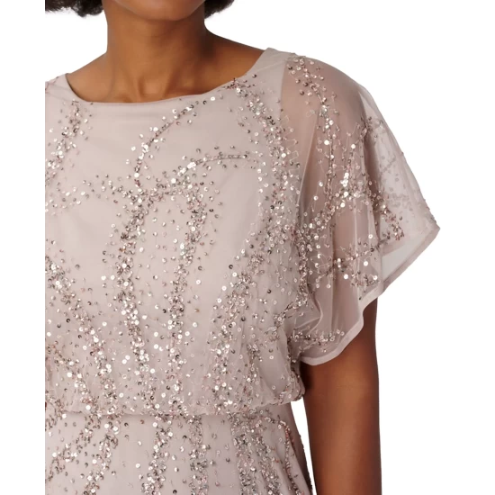 Promo 🔥 Adrianna Papell 👩 Women's Beaded Cocktail 👗 Dress Marble 💯 - Image 4