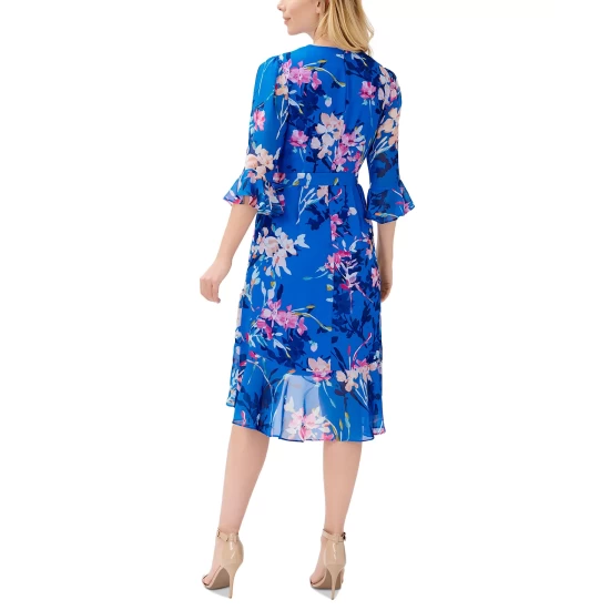 Top 10 โค๏ธ Adrianna Papell ๐ฉ Women's Floral-Print Faux-Wrap ๐ Dress Blue Multi ๐ฅ - Image 3