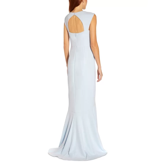 Budget 🔔 Adrianna Papell Beaded Short-Sleeve Gown Deep Blue 😍 - Image 2