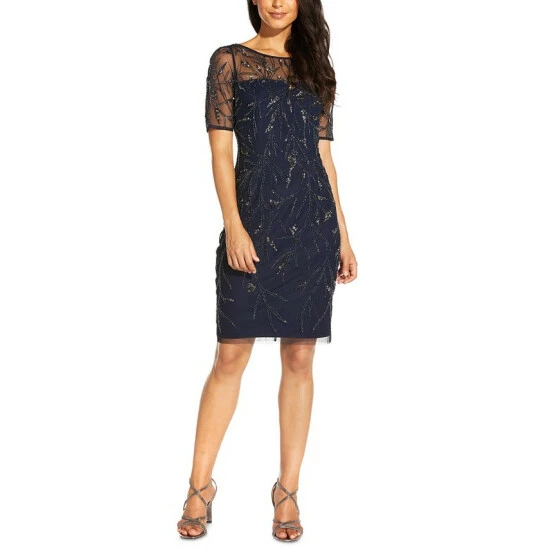 Brand new 🔔 Adrianna Papell Beaded Sheath 👗 Dress Midnight ⭐