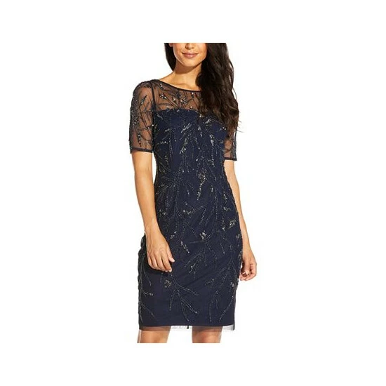 Brand new 🔔 Adrianna Papell Beaded Sheath 👗 Dress Midnight ⭐ - Image 3