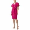 Best Sale 🥰 Adrianna Papell Flutter-Sleeve Sheath 👗 Dress Magenta ⌛