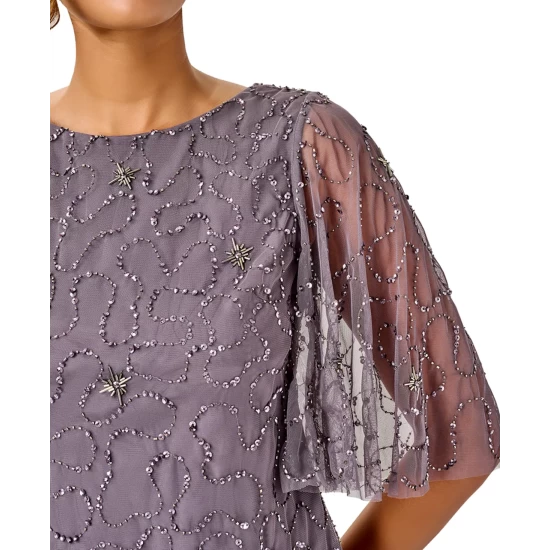 Discount ✔️ Adrianna Papell Embroidered A-Line 👗 Dress Marble 🛒 - Image 3