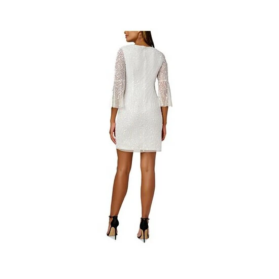 Best deal 👍 Adrianna Papell 👩 Women's Beaded Bell-Sleeve Sheath 👗 Dress Ivory 🔔 - Image 2