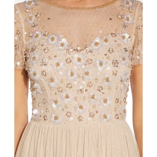 Discount ✔️ Adrianna Papell Embroidered A-Line 👗 Dress Marble 🛒 - Image 4