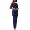 Coupon ⌛ Adrianna Papell 👩 Women's 3D Floral Bell-Sleeve Gown Navy 😍
