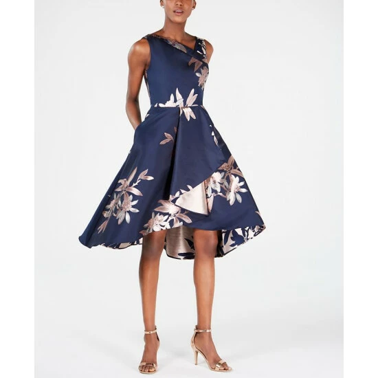 Top 10 โ Adrianna Papell Jacquard Fit & Flare ๐ Dress Navy/blush ๐