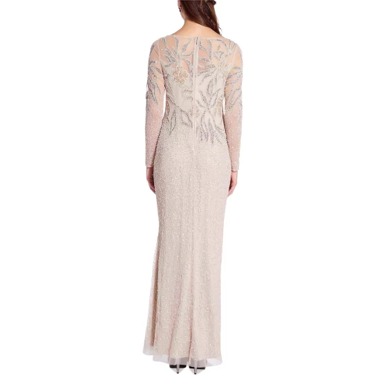 Buy 🥰 Papell Studio 👩 Women's Beaded Long-Sleeve Sheath Gown Marble ✔️ - Image 2