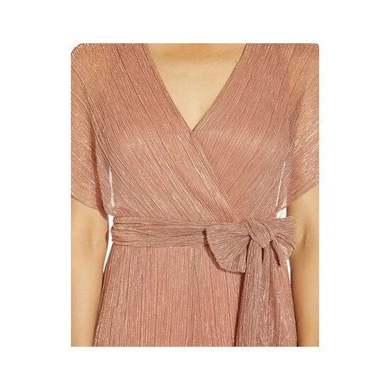 Cheapest 🛒 Adrianna Papell Flutter-Sleeved Surplice Jumpsuit Rose Gold 🔥 - Image 3