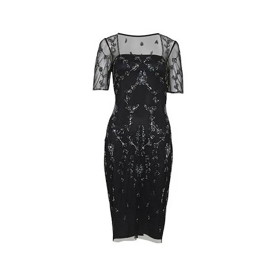 Flash Sale ๐คฉ Papell Studio Mesh-Sleeve Beaded ๐ Dress Black/gunmetal ๐งจ - Image 3