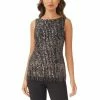 Brand new 🔔 Adrianna Papell 👩 Women's Beaded Sleeveless Boat-Neck Top Black Mercury ⭐