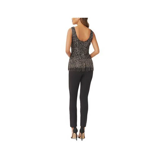 Brand new 🔔 Adrianna Papell 👩 Women's Beaded Sleeveless Boat-Neck Top Black Mercury ⭐ - Image 2