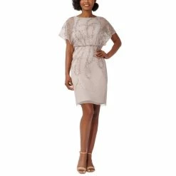 Best deal ๐ Adrianna Papell Damask Sequined Mesh ๐ Dress Silver Nude ๐