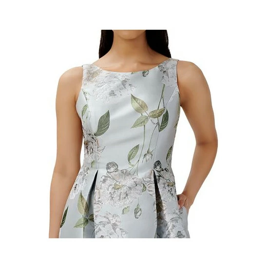 Promo 🥰 Adrianna Papell 👩 Women's Jacquard Fit & Flare 👗 Dress Silver Multi ✨ - Image 3