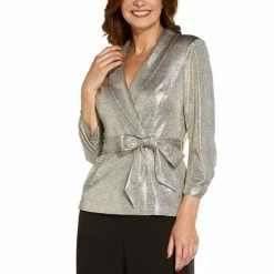 Wholesale โ๏ธ Adrianna Papell Metallic Wrap Top Light Gold ๐