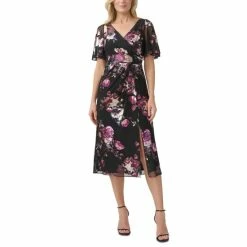New ๐ Adrianna Papell ๐ฉ Women's Floral-Print Midi ๐ Dress Black Multi ๐