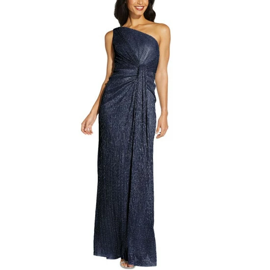 Flash Sale 👍 Adrianna Papell Petite Stardust One-Shoulder Gown Midnight 🔥