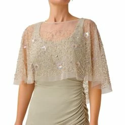 Deals 🎁 Adrianna Papell 👩 Women's Petal Beaded Cape Biscotti 😀