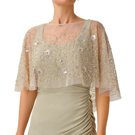 Deals ๐ Adrianna Papell ๐ฉ Women's Petal Beaded Cape Biscotti ๐