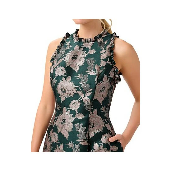 Promo ✔️ Adrianna Papell 👩 Women's Jacquard Fit & Flare 👗 Dress Hunter Multi 🛒 - Image 3