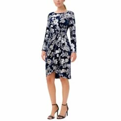 Coupon 🌟 Adrianna Papell 👩 Women's Printed Burnout Velvet 👗 Dress Navy 😍