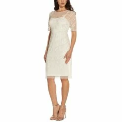 Hot Sale ✨ Adrianna Papell 👩 Women's Embellished Sheath 👗 Dress Ivory ❤️