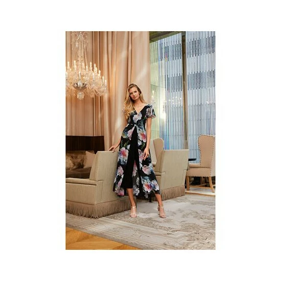 Budget 🌟 Adrianna Papell Floral Print Jumpsuit Black Multi 😍 - Image 2