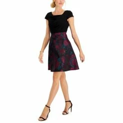 Best deal 🔔 Adrianna Papell Jacquard 👗 Skirt 👗 Dress Black Multi 💯