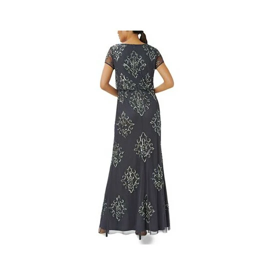 Top 10 ๐ฅฐ Adrianna Papell ๐ฉ Women's Beaded Blouson Short-Sleeve Gown Gunmetal ๐งจ - Image 2
