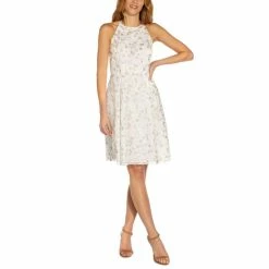 Outlet ๐ Adrianna Papell ๐ฉ Women's Embroidered Fit & Flare ๐ Dress Ivory Pearl โจ
