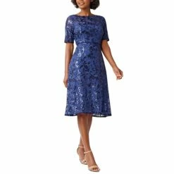 Top 10 ⌛ Papell Studio 👩 Women's Sequined Fit & Flare 👗 Dress Navy 🔔