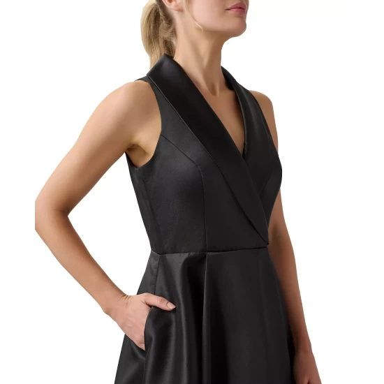 Brand new 🛒 Adrianna Papell 👩 Women's Mikado High-Low Tuxedo Gown Black ⌛ - Image 4