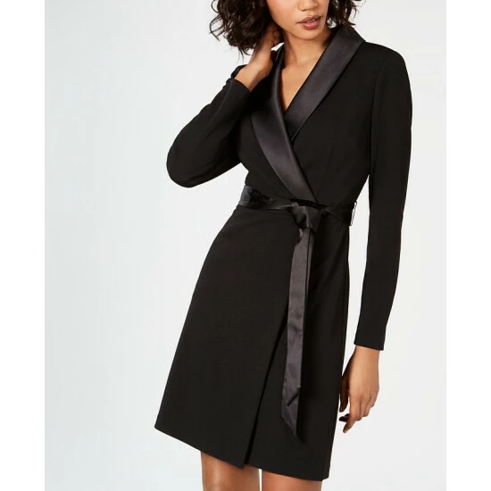 Deals ❤️ Adrianna Papell Tuxedo Sheath 👗 Dress Black 🎁 - Image 4