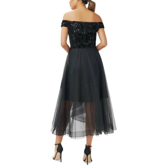 Top 10 ๐คฉ Adrianna Papell ๐ฉ Women's Off-The-Shoulder Midi ๐ Dress Black ๐ฏ - Image 2