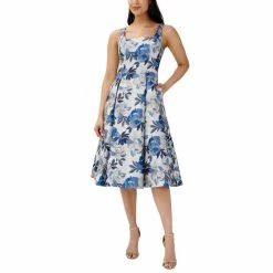 Wholesale 😉 Adrianna Papell 👩 Women's Jacquard Midi 👗 Dress Blue Multi 🛒