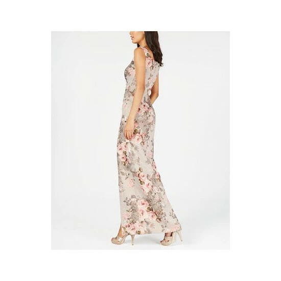 Brand new 💯 Adrianna Papell 👩 Women's Metallic Floral-Print Column Gown Beige/blush Floral 💯 - Image 5