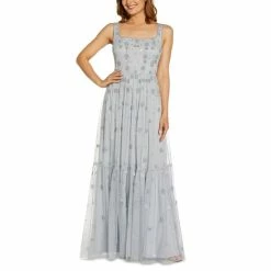 Deals 👏 Adrianna Papell Square-Neck Beaded Boho Gown Glacier 😉
