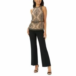 Brand new 👏 Adrianna Papell 👩 Women's Beaded Blouson Halter Top Lead Nude 🧨