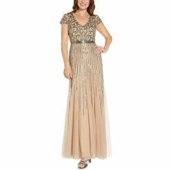 Best deal ๐ Adrianna Papell Embellished V-Neck Gown Nude โจ