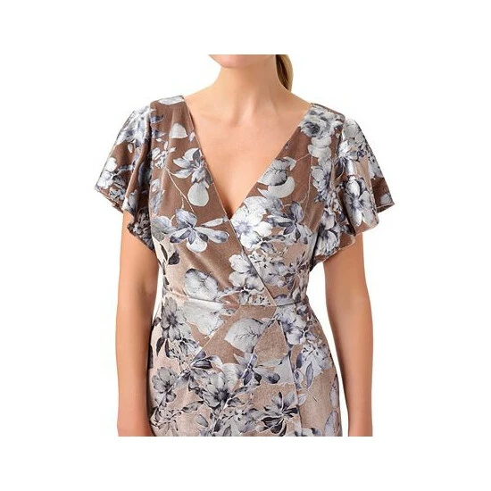 Top 10 😉 Adrianna Papell 👩 Women's Burnout Velvet Side-Slit Gown Taupe 🎉 - Image 3